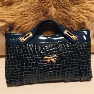 Blue Crocodile textured Purse